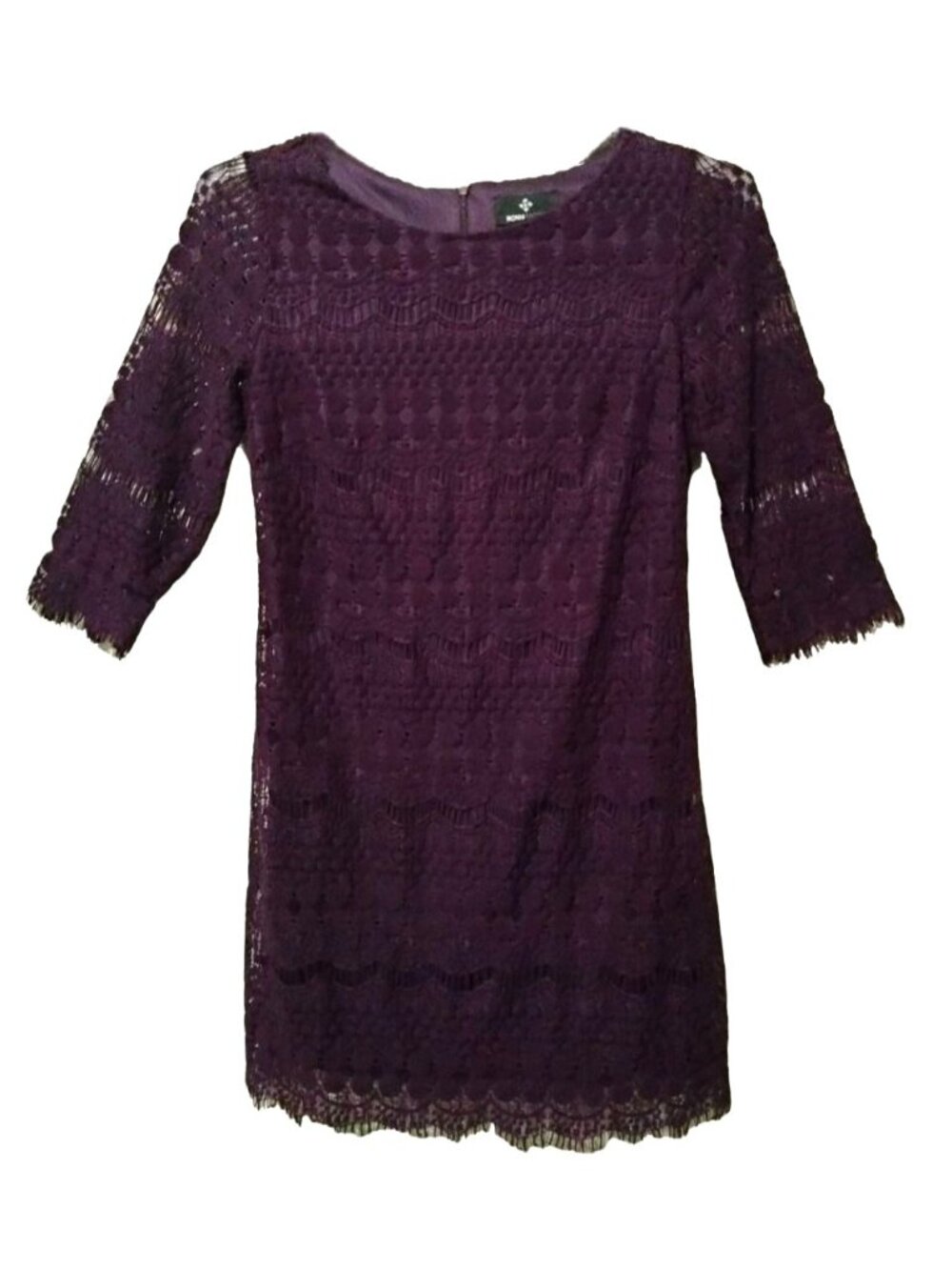 Ronni Nicole Size 8P Dress Purple Lace Fully Lined Scalloped Hem Back Zipper - Picture 2 of 8